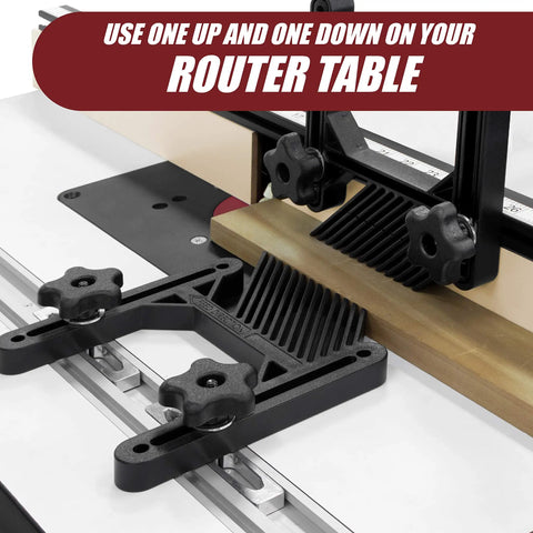 Dual Deluxe Stackable Featherboards For Table Saw Kit With Riser Blocks, Aluminum Miter Lock Bar And TBolt Hardware, Feather Boards For Table Saw, Router And Bandsaws