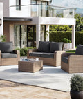Replacement Outdoor Cushions Set For Patio Furniture on 4-seat patio set, grey waterproof and fade resistant cushions visible