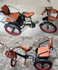 Cruise Ready Three Wheel Tricycle For Travel With Rear Passenger Seat Pedal Rickshaw Style Trike with PU Leather Backrest