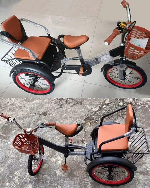 Cruise Ready Three Wheel Tricycle For Travel With Rear Passenger Seat Pedal Rickshaw Style Trike with PU Leather Backrest