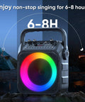 Totally Party-Ready Portable Bluetooth Karaoke System With Two Wireless Mics, LED Lights, Built In PA For Home Parties