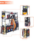 Garage Sports Gear Organizer With Ball Storage Rack And Golf Bag Stand For Indoor Outdoor Storage, ball holder with hooks