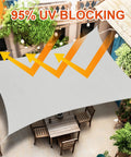Rectangular Shade Sail 16 By 16 Feet Light Gray UV Blocking Sun Shade Canopy For Patio Garden Deck Backyard Outdoor Use