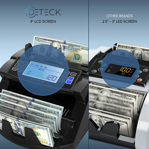 Pro Grade Money Counter Machine With Value Count And 4 Inch LCD Display, Add And Batch Modes, UV MG IR Counterfeit Detection