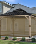 10x10 Ft Gazebo Mosquito Netting Replacement Four Panel Sidewalls With Two Way Zippers installed on patio