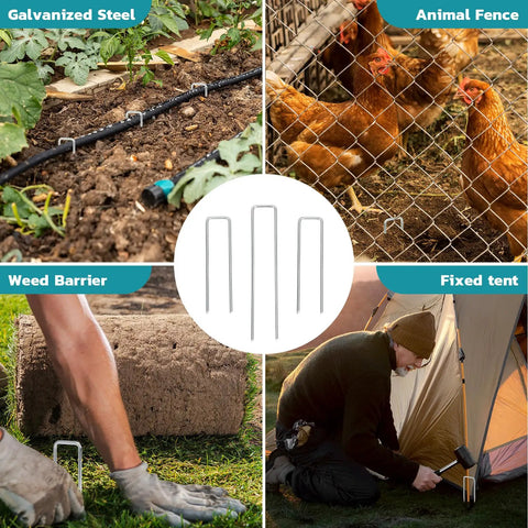 6 Inch Landscape Staples 50 Pack Galvanized Garden Stakes for Lawn Sod Weed Barrier Fabric Soaker Hose and Outdoor Decor Rust Resistant
