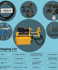 HayWHNKN portable precision boring machine (yellow) with 150 cm bar and control panel, plus toolkit and bolts.