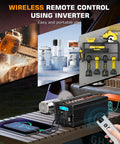 Trail Tough 5000 Watt Power Inverter 12 V Dc To 120 V Ac Converter using wireless remote with LCD screen on table