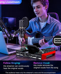 Person streaming with All In One Podcast Kit With 3 Point 5mm BM800 Condenser Microphone For PC And Phone Live Streaming Singing Gaming And DJ Sets Audio Mixer.