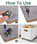 Instructional steps for installing 1 Inch Swivel Caster Wheels 8 Pack Mini Furniture Rollers With Self Adhesive Mounts.