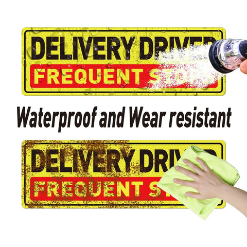 Delivery Driver Car Magnet 12 By 4 Inches Reflective Warning Sign being washed and cleaned.