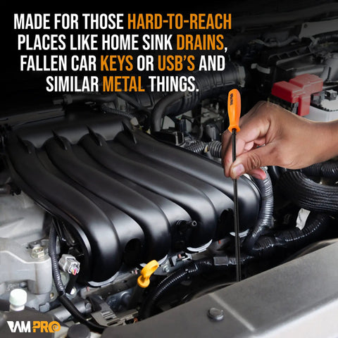 Using 24 Inch Flexible Magnetic Grabber Tool With Bendable Retractable Arm Snake Pick Up Magnet in car engine