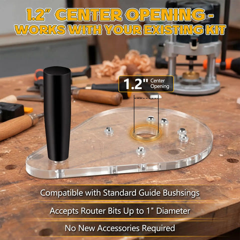 Precision Router Base Plate Delivering Dead Nuts Alignment And Killer Stability For Compact Woodworking Compatible With Dewalt DwP611 And DCW600B Single Handle Routers with 1.2 inch center opening