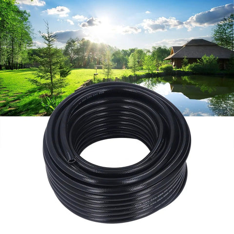 Big Time 100FT 3/8 Inch Air Hose Plus Pond Tubing Kit For Pond Pump And Aerator System Built With Hella Strong PVC Giving Serious Durability And Leak Proof Performance You Really Gonna Dig This Heavy Duty Gear For Any Water Feature At Home, coiled black PVC pond hose