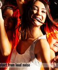 People dancing at a loud event, highlighting Soft Foam Earplugs For Sleep And Travel 50 Pairs 33 dB NRR Super Comfy Side Sleeper Friendly