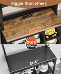 Comparison of 35.4 inch coffee bar cabinet with power outlet and storage vs smaller cabinet, highlighting size difference.