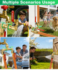 360 Degree Rotating Garden Hose Splitter With Independent Valves, 3/4 Inch GHT Brass High Flow Splitter, Heavy Duty Faucet Attachment For Outdoor Yard, Swivel Heads For Easy Hose Management on outdoor faucet