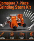 No Sweat Manual Chainsaw Sharpener Kit Featuring Seven Precision Grinding Stones And A Foolproof Guide For Four To Twenty Two Inch Chains with metal components.