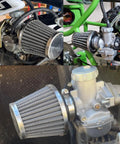 Three views of carburetor upgrade for Baja 50cc to 125cc ATVs and dirt bikes compatible with Taotao SunL Roketa and more