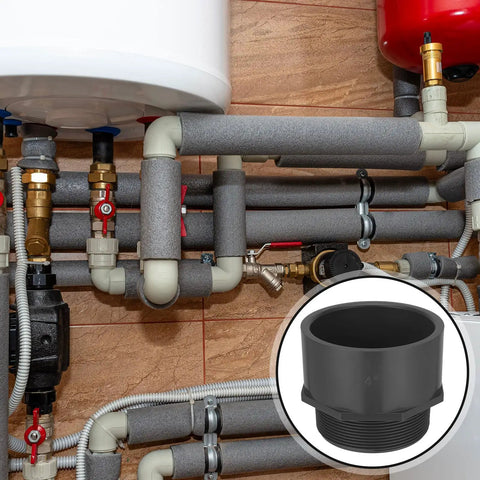 4 Pack 4 Inch PVC Pipe Fitting Male Adapter Schedule 80 Socket To NPT Connector For Water Irrigation And Plumbing Heavy Duty Industrial Grade Corrosion Resistant Built To Handle High Pressure And High Flow Leak Free installed in plumbing system