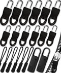 Universal Zipper Pull Replacement Kit 20 Pcs Black Zipper Pulls For Jackets Luggage Backpacks Purses Boots Pants Tents