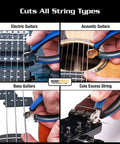 All-In-One Guitar Winder, Cutter And Bridge Pin Puller for electric, acoustic, and bass guitars, cutting strings.
