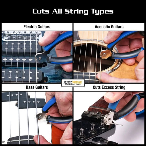 All-In-One Guitar Winder, Cutter And Bridge Pin Puller for electric, acoustic, and bass guitars, cutting strings.