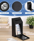 Lockable Cash Drop Box With Slot For Farm Stand Sales Office Or Home, Rugged Metal Money Box Open Showing Inside Contents