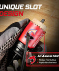 Pro Grade 15 Piece Hole Saw Kit Five Eighths Inch To Three Inches with Shark Tooth design in use on wooden surface