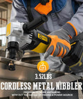 Person using Beast Of A Cordless Metal Nibbler With Brushless Motor For 20V Max Battery 16 Gauge Metal Cutting Stainless Steel