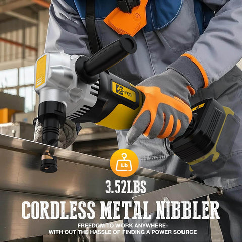 Person using Beast Of A Cordless Metal Nibbler With Brushless Motor For 20V Max Battery 16 Gauge Metal Cutting Stainless Steel