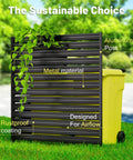 No-Dig Metal Privacy Fence Screen For Outdoor AC Unit Cover And Trash Bin Enclosure, 42 Inch High By 38 Inch Wide, Rustproof