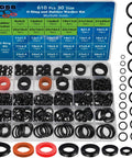 Heavy Duty Water Hose Gasket And O Ring Rubber Washer Assortment Kit With 610 Nitrile Seal Rings for Plumbing, various sizes in a compartmentalized case.