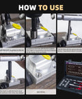 SENNMONN M10x1.25 thread repair kit, front view with 14mm HSS drill, tap, counterbore and driver; 10 stainless inserts