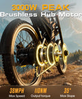 Close-up of 3000W peak motor on All-Terrain Electric Dirt Bike For Adults With 1536Wh Battery And 32Ah, white, mountain background