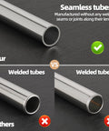 Two stainless steel seamless round tubes in silver, 300mm long, 3/4 in OD with 1.5mm wall for industrial machinery