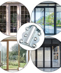 Close-up of Solid As A Rock Self Closing Door Hinges 3 Piece Set Corrosion Resistant Zinc Springs for doors and cabinets.