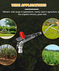 1.5 Inch Agriculture Irrigation Sprinkler With 360 Degree Rotary Action Heavy Duty Zinc Alloy Farm Water Distributor Roll Out Broad Coverage in a garden setting.