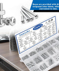 516 Piece Nuts Bolts and Washers Kit with 21 Sizes M3 M4 M5 M6 Phillips, storage box with assorted silver pieces