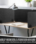 10 Pack Freestanding Desk Dividers with Sturdy Feet, 16 X 24 Inch Privacy Panels for Dorms and Home Office, Thick Felt Noise Canceling Partitions on a desk.