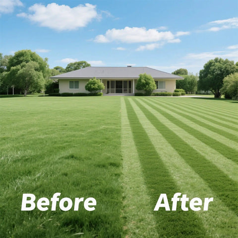Before and after lawn with Stainless Steel Mower Striping Kit For EGO 21 Inch Walk Behind Mowers Pro Grade Build Lets You Create Sharp Lawn Patterns With Or Without The Bagger Easy To Install And Quick Disassemble For Hassle Free Maintenance used.