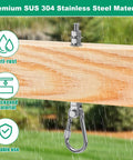 Heavy Duty Swing Hangers 1500Lb Capacity Stainless Steel Hooks for Wood beams in rain with 304 stainless steel label