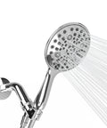 10 Mode Handheld Shower Head With Hose For Kickin High Pressure Power Jet, Touch To Clean Nozzles, 5 Inch Stainless Head spraying water