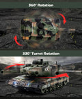 2.4GHz RC Tank With 360 Degree Turret BB Firing Auto Demo Sound Lights Smoke All Terrain Climbing Military Vehicle Toy For Boys