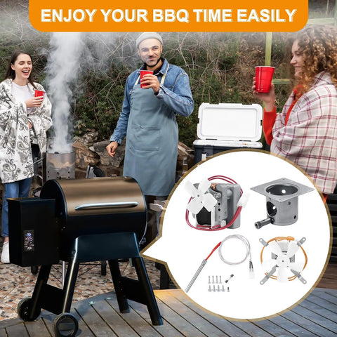Enjoy BBQ time with Replacement Parts Kit For Pellet Grills With 2.0 RPM Auger Motor Hot Rod Ignitor Fire Burn Pot And Induction Fan