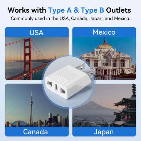 10 Pack European To US Plug Adapters Type A Outlet Converter For Europe To America Canada And Mexico Travelers Wall Plug