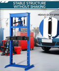 12 Ton Hydraulic H Frame Shop Press With Dual Press Plates, Heavy Duty Garage Floor Press For U Joints, Adjustable Work Table Height, Blue