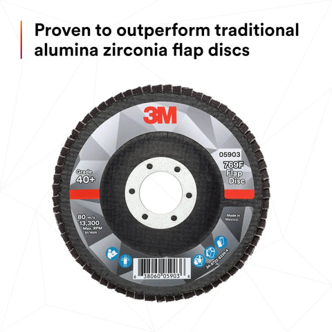 Flap Disc 769F Type 27 40 Plus Ceramic Precision Shaped Grain Grinding and Finishing Disc on white background