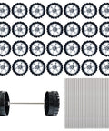 Image of 60 Piece Plastic Wheel Shaft Kit with 30 Round Rod Axles for DIY RC Cars and Model Toys, 2mm Diameter, 100mm Length Shafts visible.