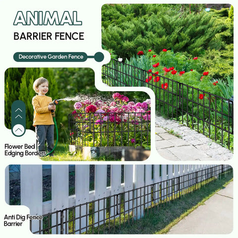 42.5 Ft Garden Fence Panels No Dig Fence For Dogs 30 Rustproof Metal Panels 13 Inch High Dog Safe Barrier Ground Defense